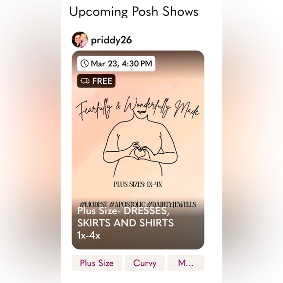 PRIDDY26 POSH SHOW LISTING- PLUS SIZE & MODEST! Like to be notified! - Picture 5 of 7